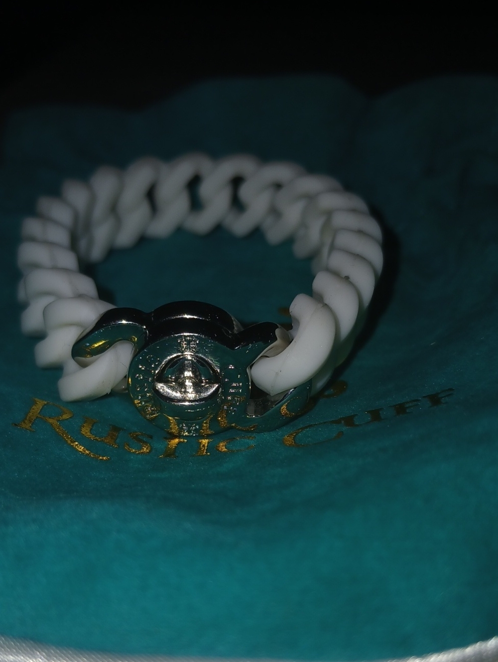 Rustic Cuff White Bracelet and Brand Bag